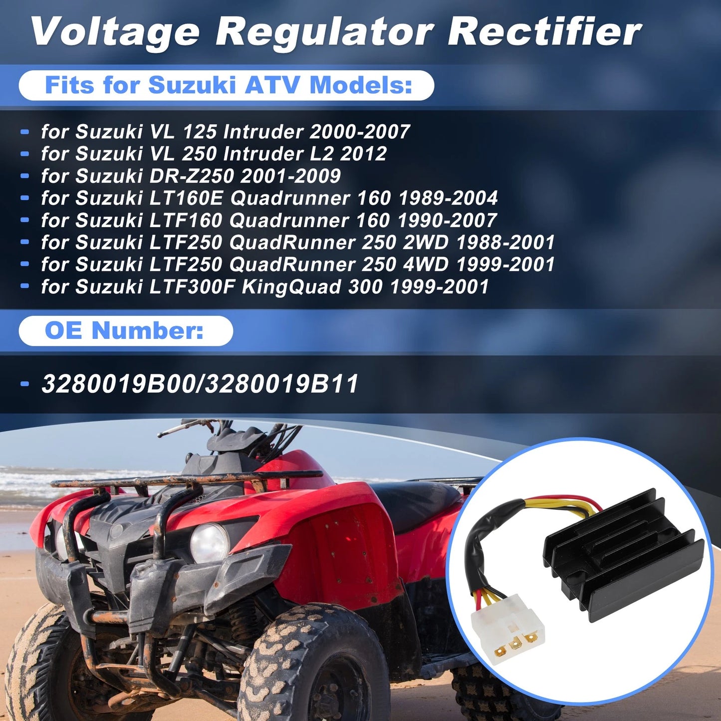 Voltage Regulator Rectifier for Suzuki LTF300F KingQuad (1999–2001) No.3280019B00