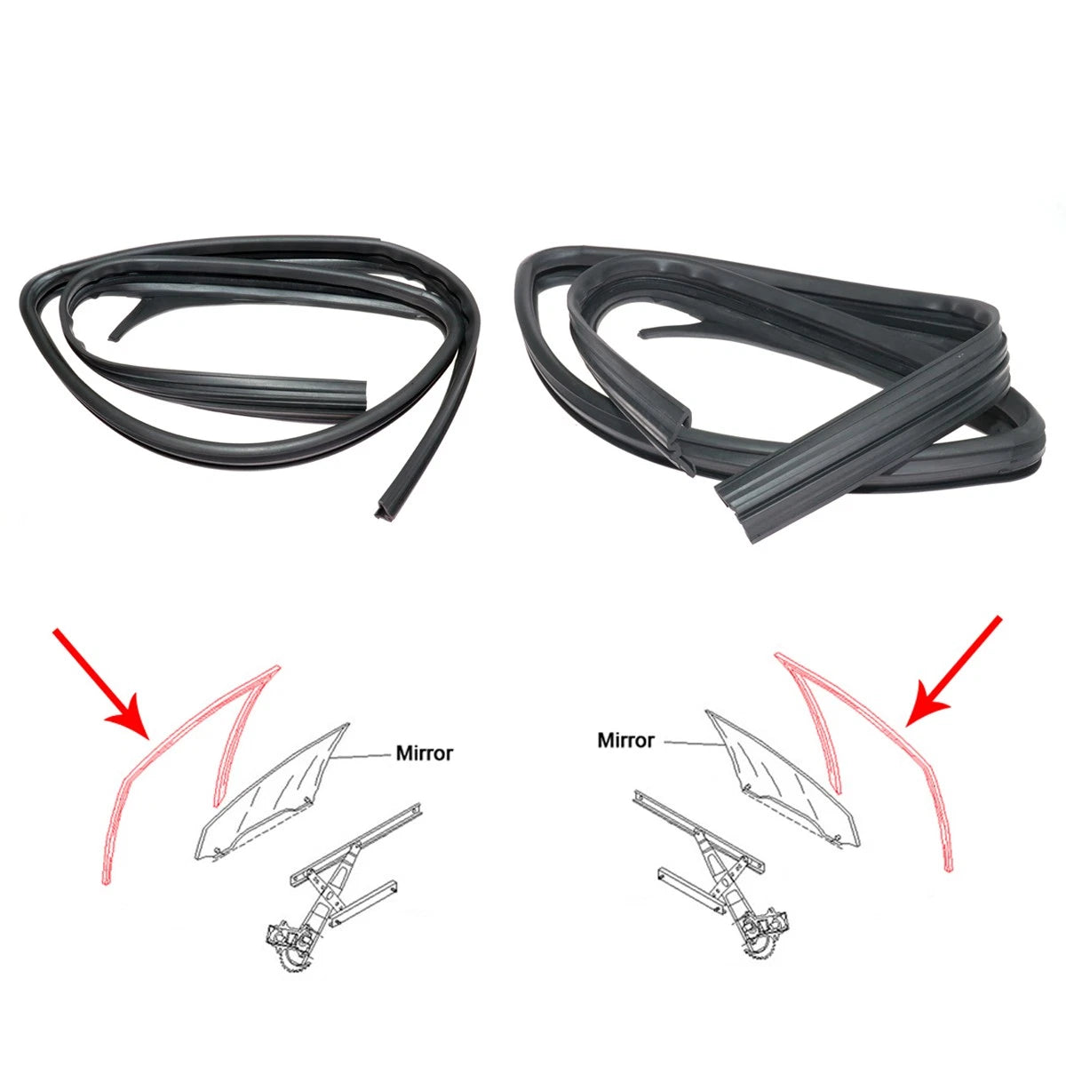Set of 2 Door Glass Run Channels for Toyota Hilux Vigo (2005–2015)