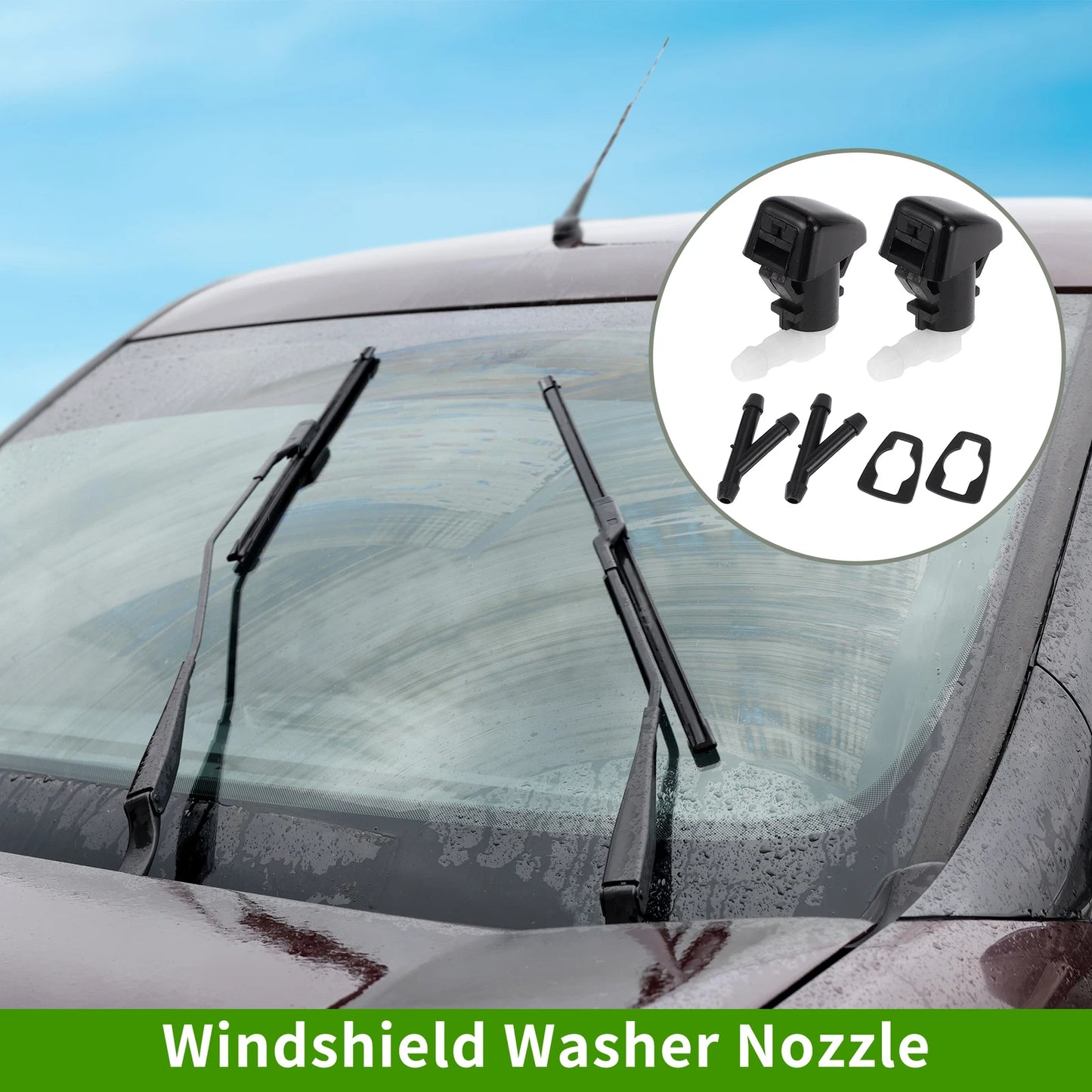 2X Windshield Washer Nozzle with Y Hose Connector for Ford Edge (2011–2015)