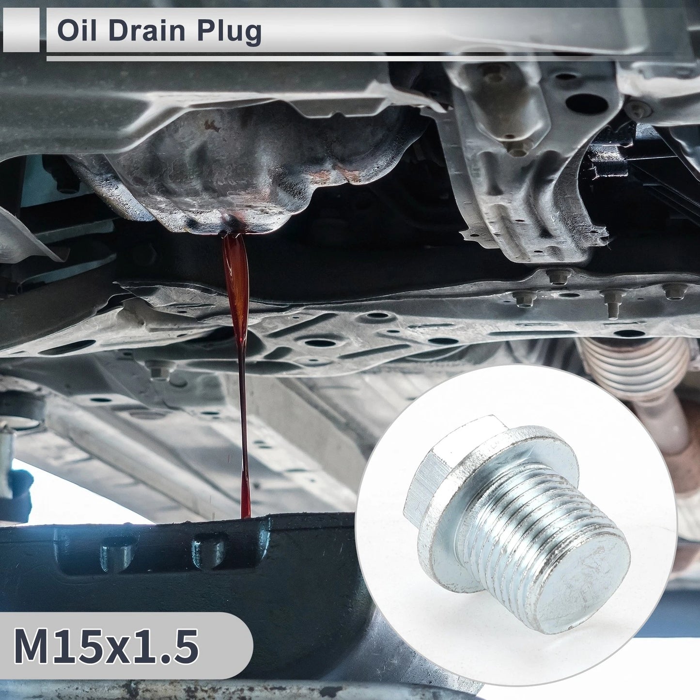 Set of 1 M15x1.5 Engine Oil Drain Plug with Gasket for Car Motorcycle