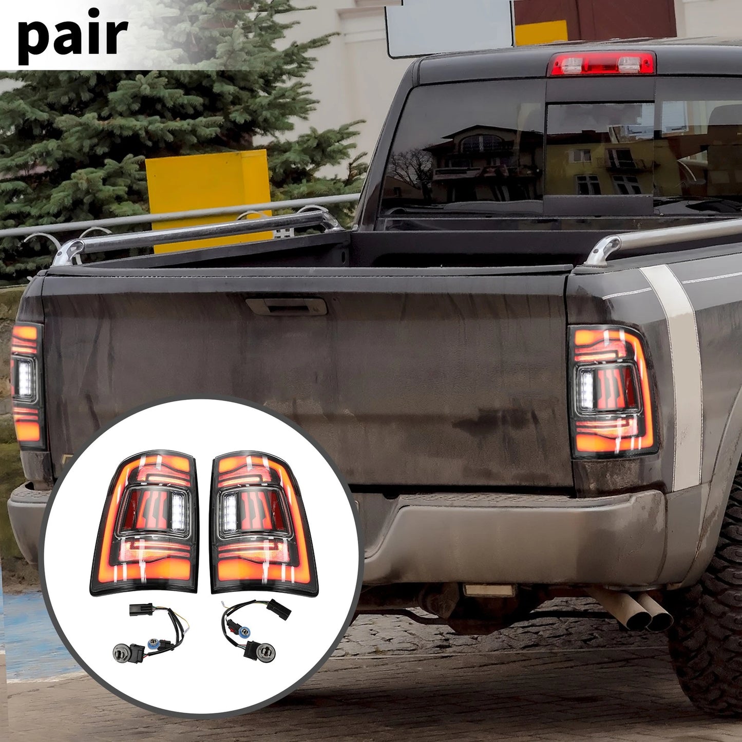 OLED Brake Tail Lights Assembly for Dodge RAM 1500 2500 3500 (2019–2023)