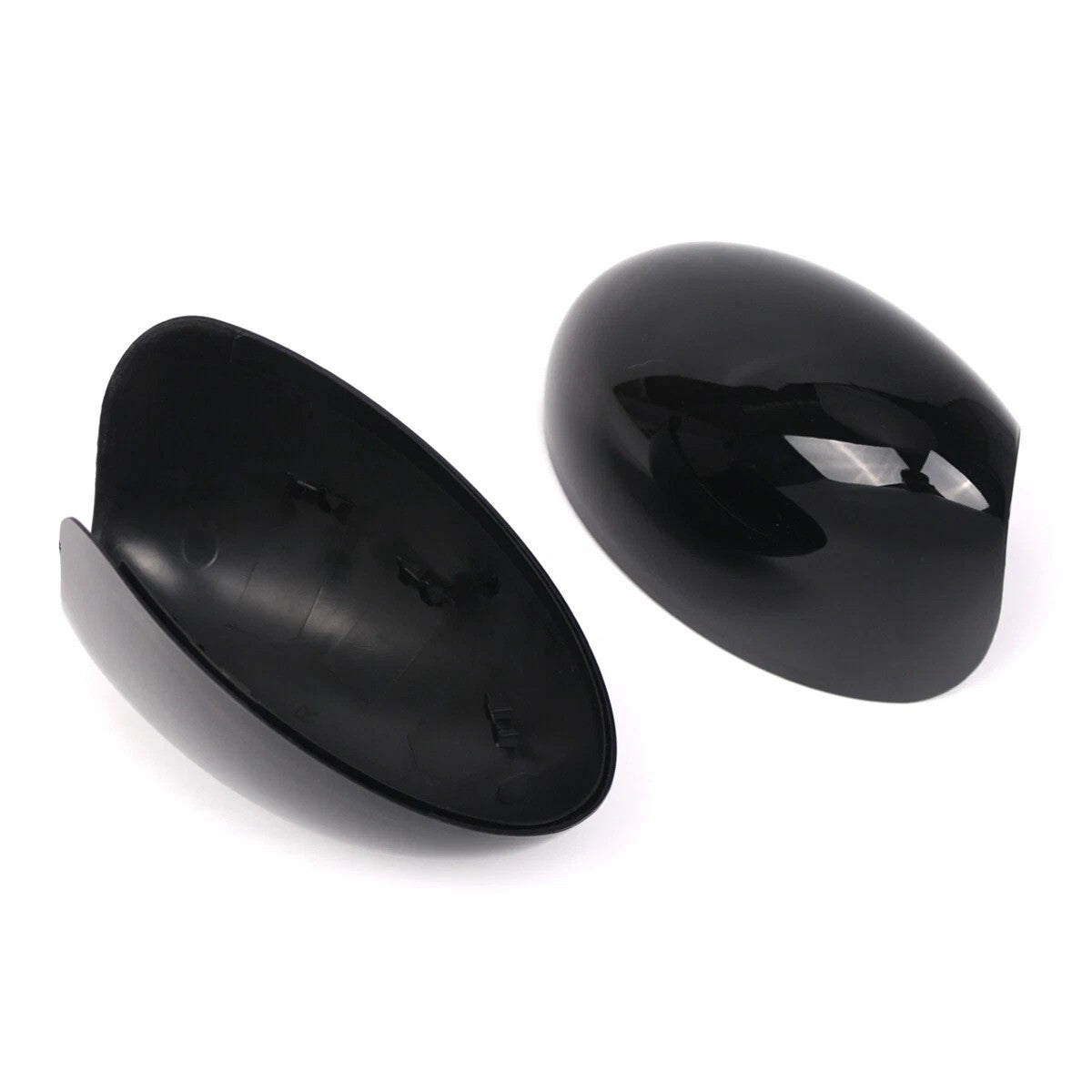 Set of 2 Black Carbon Clip-on Mirror Cover Caps for BMW Mini Cooper (2000–2008)