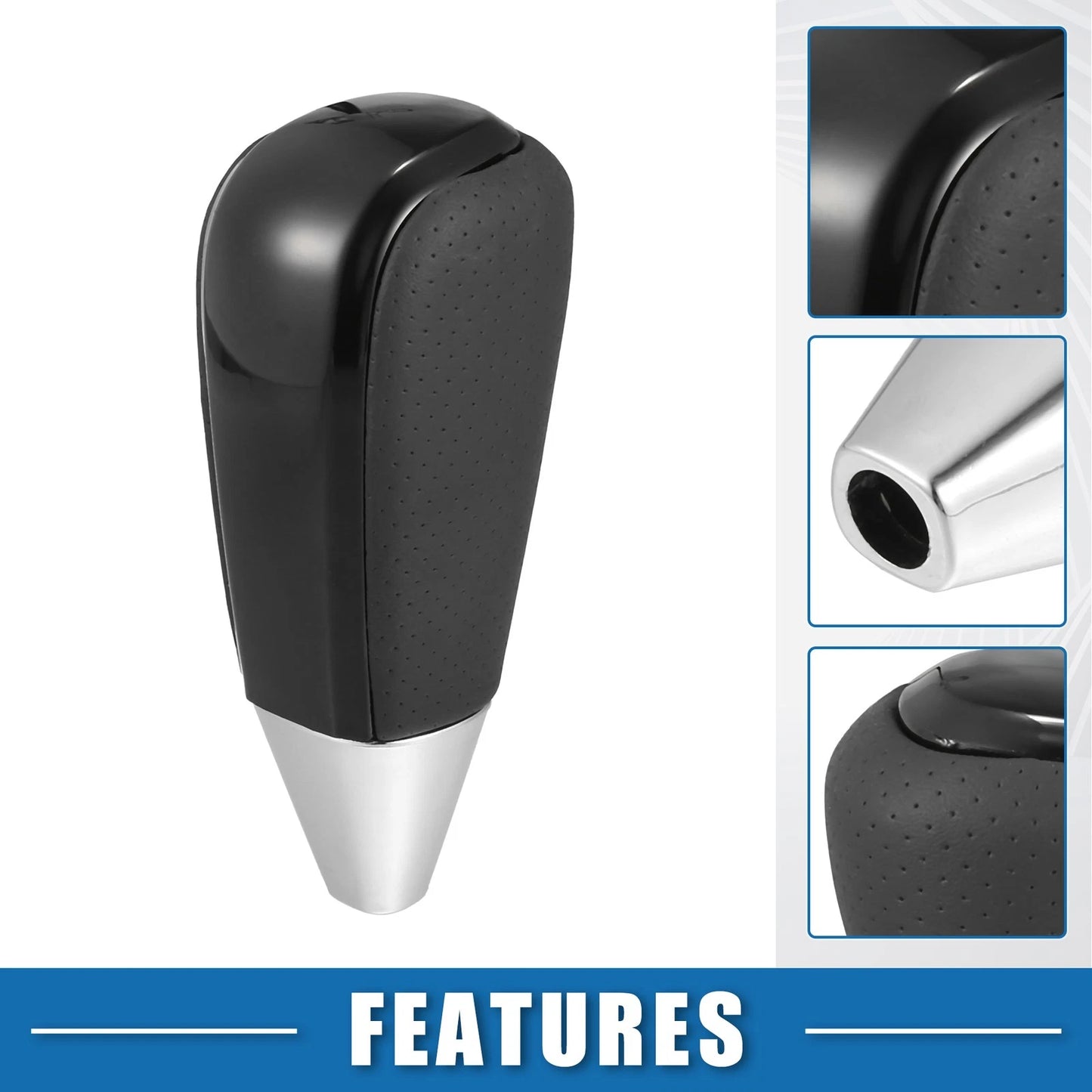 Automatic Gear Shift Knob for Toyota (Black Faux Leather, Perforated)