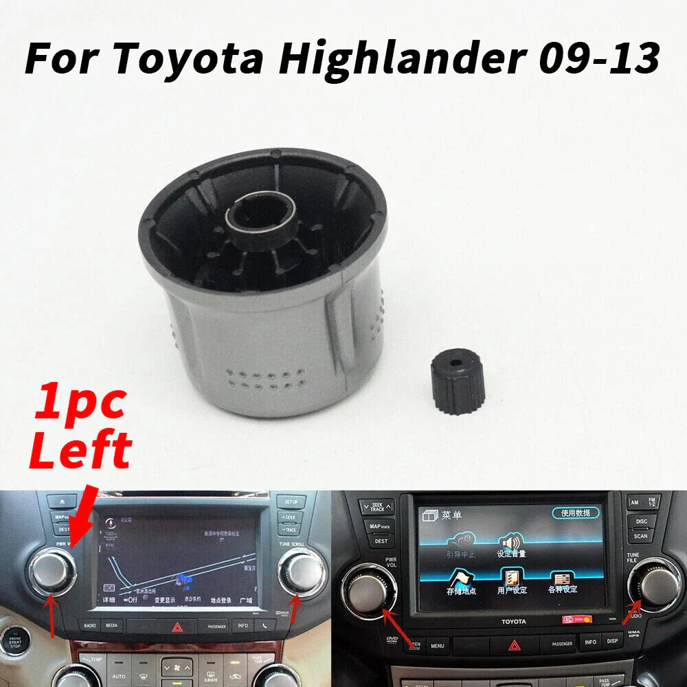 Left Center Console Volume Knob for Toyota Highlander (2009–2013)