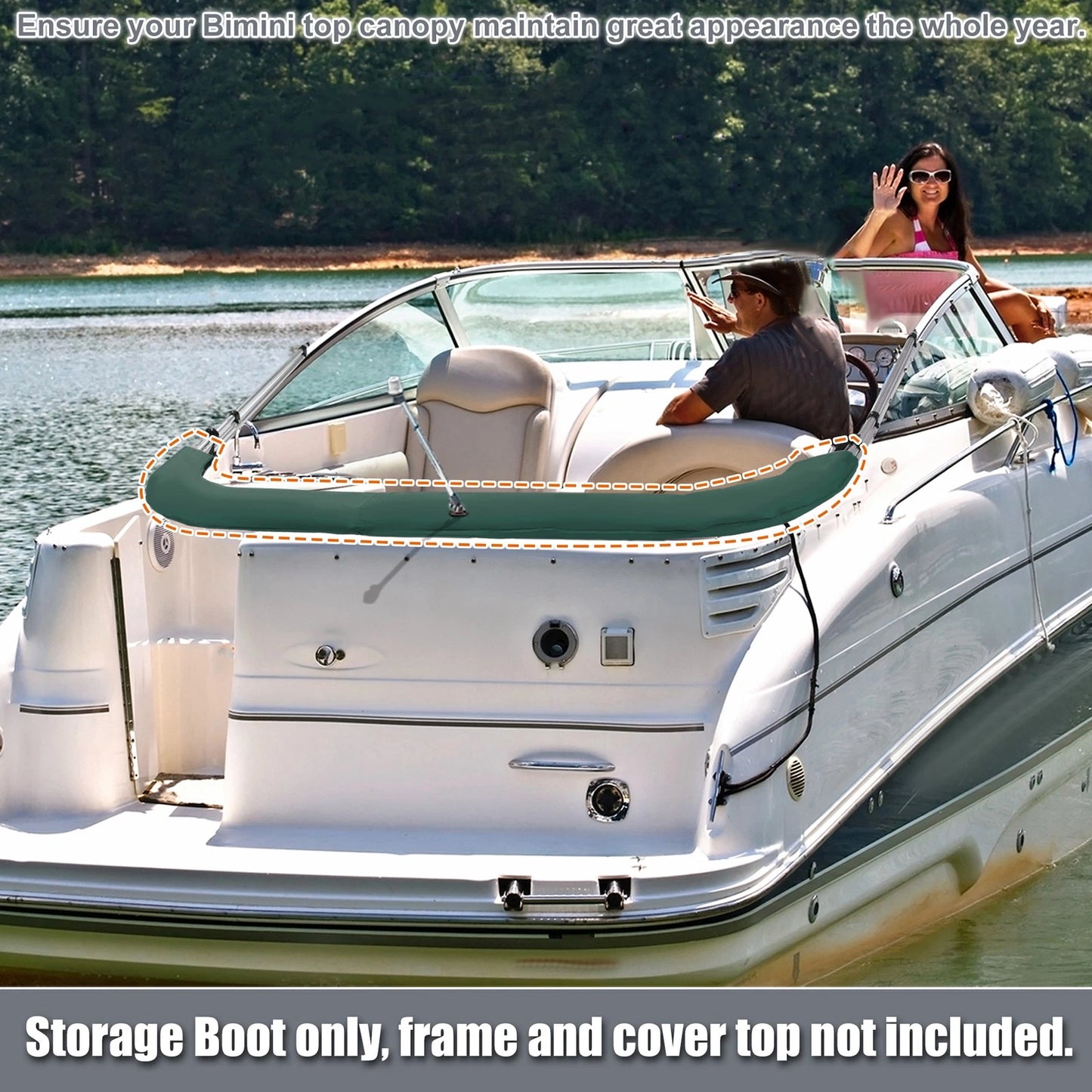 Bimini Top Storage Boot Cover for Universal Fit (97"-103" W) Green