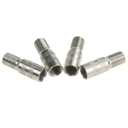 Valve Stem Extensions 4pcs Brass Cap Chrome Extender Screw-On Silver Tone Tyre