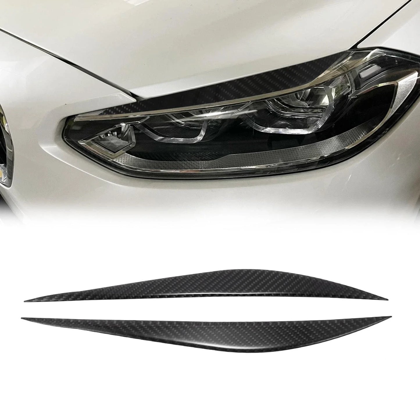 1 Pair Eye Lid Cover Sticker for BMW F30 Carbon Fiber Black (2012-2019)