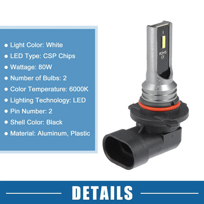 Set of 2 9006 LED Fog Light Bulbs CSP Chips for Auto Car