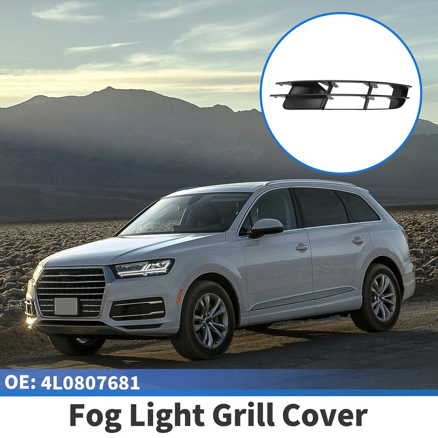 1pc Fog Light Grill for Audi Q7 (2007–2009) No. 4L0807681 ABS Black