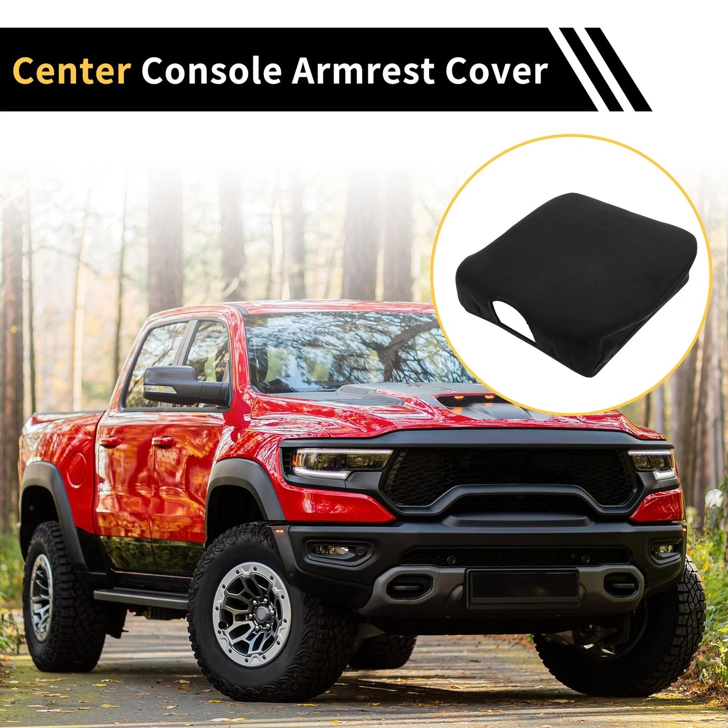 Center Console Lid Armrest Cover for Dodge Ram (2010-2023) - Microfiber Leather