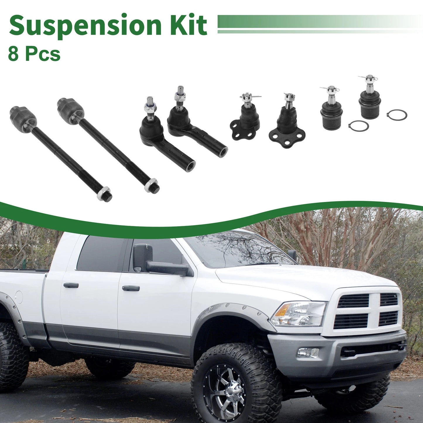 Set of 8 Tie Rod Ends & Ball Joints for Dodge Dakota