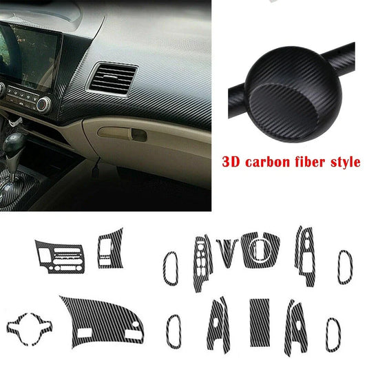 3D Carbon Fiber Pattern Car Interior Decals Trim for Civic (2006–2011)