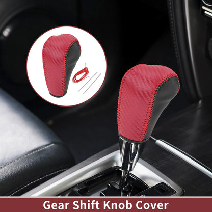 1 Pc Gear Shift Knob Cover for Ford Edge (2011–2014) Red Faux Leather