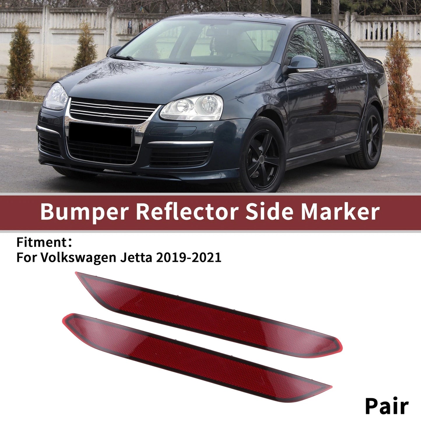1 Pair Rear Bumper Reflectors for Volkswagen Jetta (No. 17A945105)