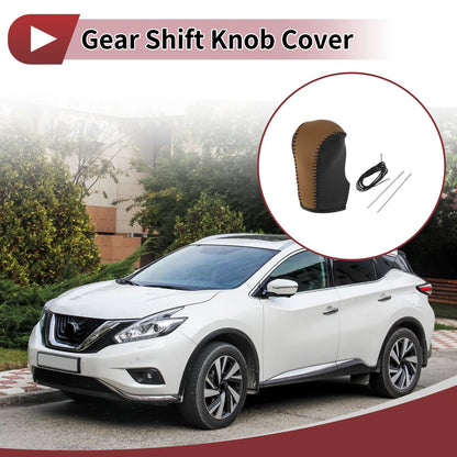 1Pc Gear Shift Knob Cover for Nissan Murano (2009–2013) Black Brown Faux Leather