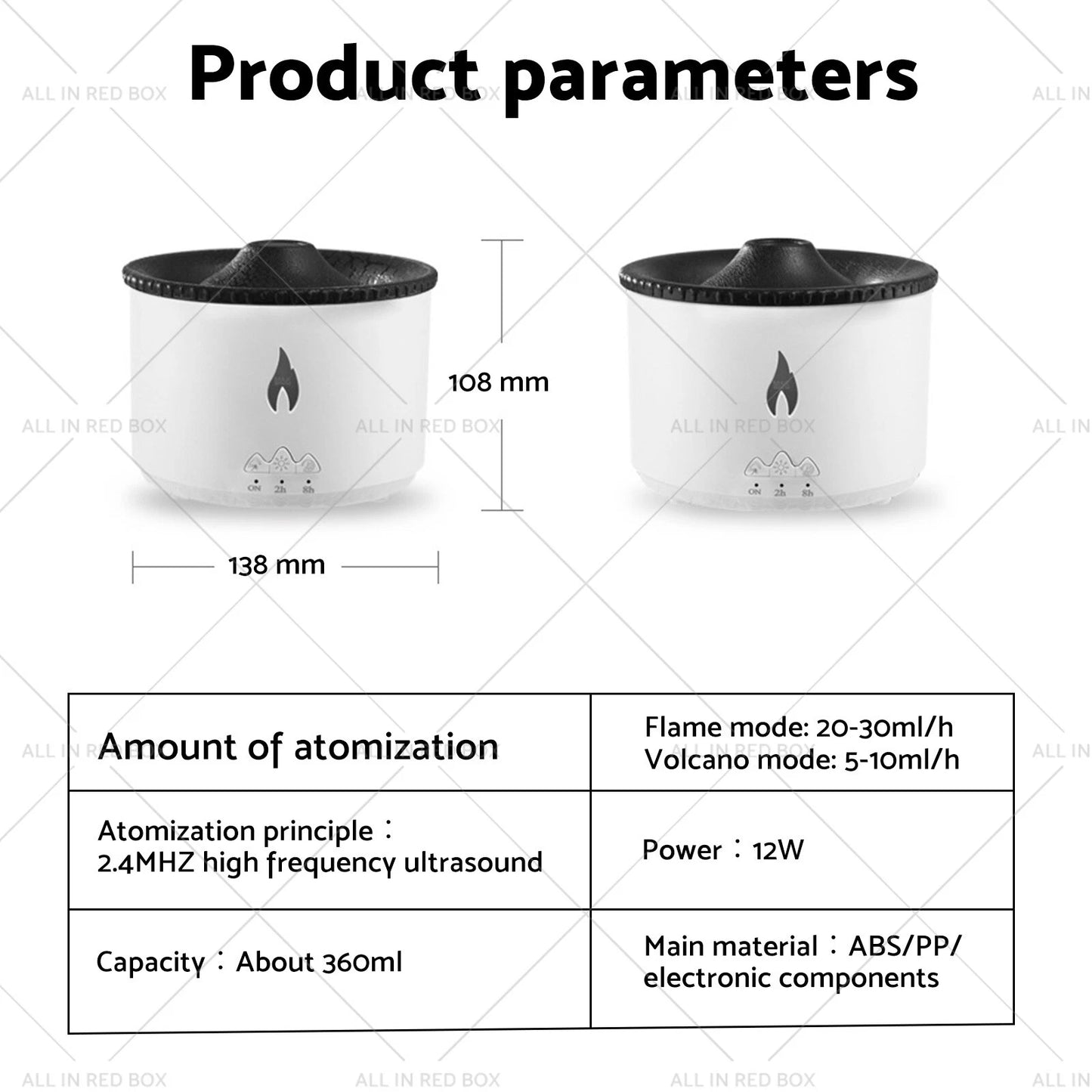 360ml Volcano Flame Essential Oil Diffuser & Humidifier for Home