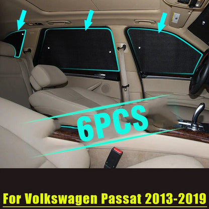Side Window Camp Black Silver Privacy Sunshade for Volkswagen Passat (2013–2019)