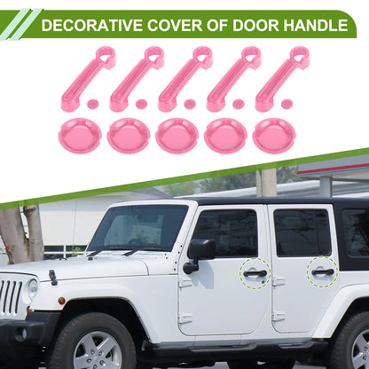 Set of 4 Decorative Door Handle Covers for Jeep Wrangler JK JKU (2007–2018) Pink ABS