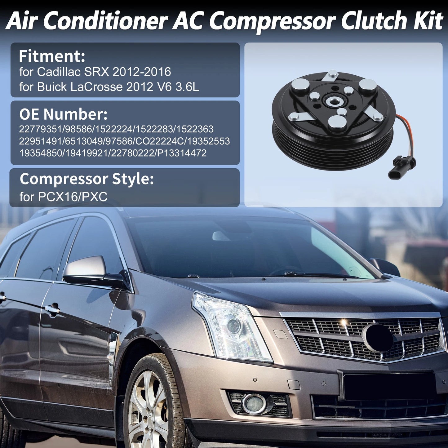 AC Compressor Clutch for Cadillac SRX (2012–2016), Buick LaCrosse (2010–2016)