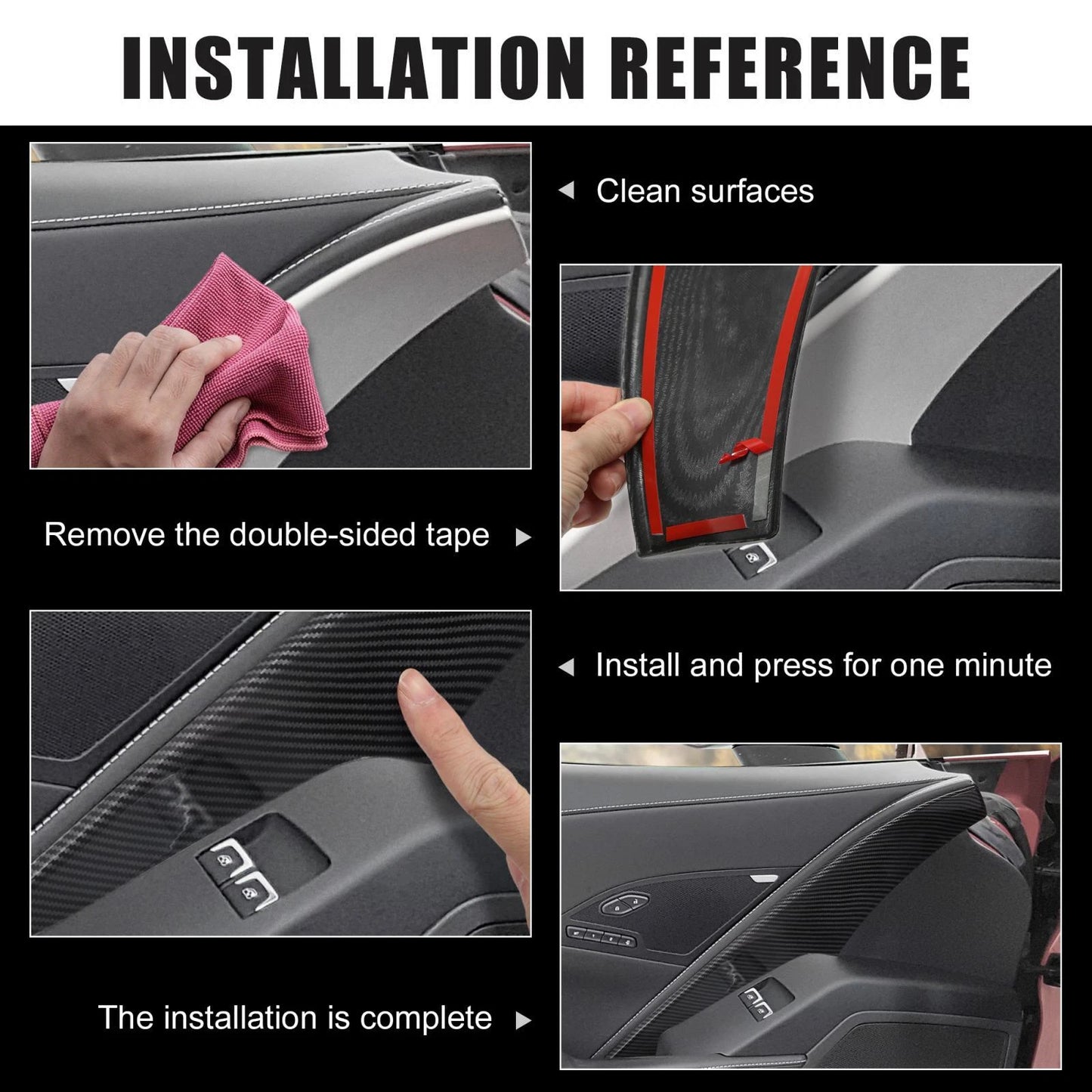 Carbon Fiber Cab Door Panel Decor Sticker Cover for Chevrolet Corvette C7 (2014–2019)