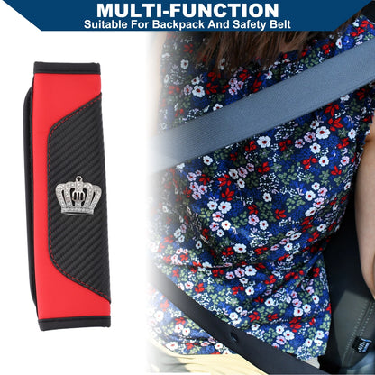 Set of 2 Carbon Fiber Seat Belt Pad Covers for Universal Fit (6.5x23cm)