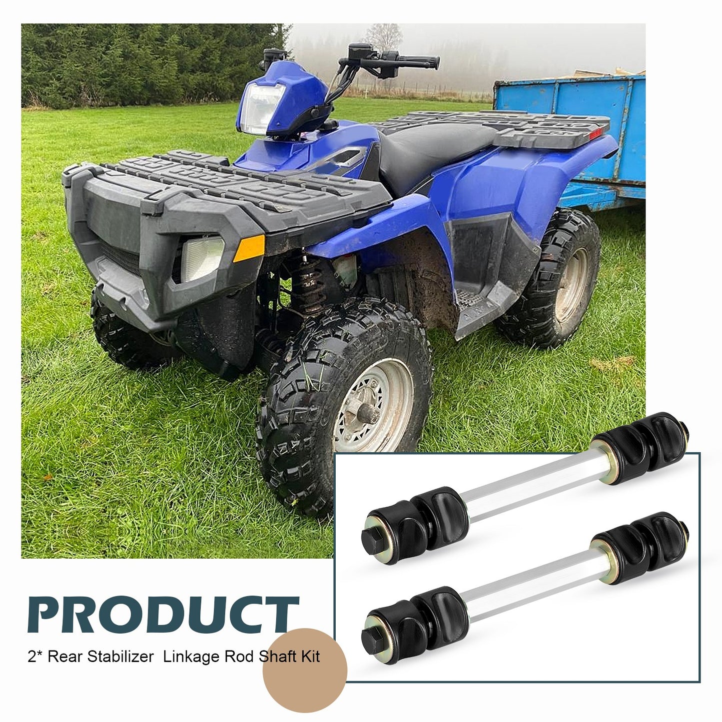 Rear Stabilizer Linkage Rod Shaft Kit for Polaris Hawkeye 400 (2011–2014)