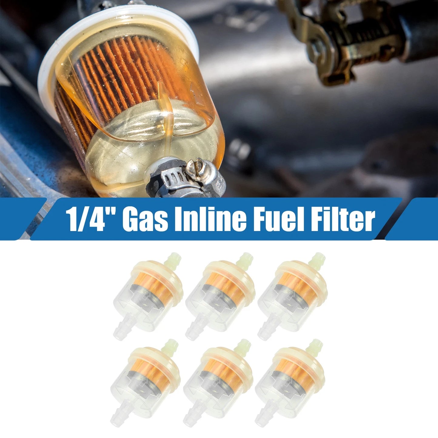 6pcs Inline Fuel Filter 1/4 Inch for Motorcycle ATV (Fits Various Models)