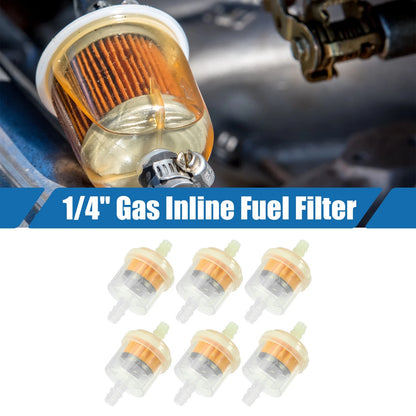 6pcs Inline Fuel Filter 1/4 Inch for Motorcycle ATV (Fits Various Models)