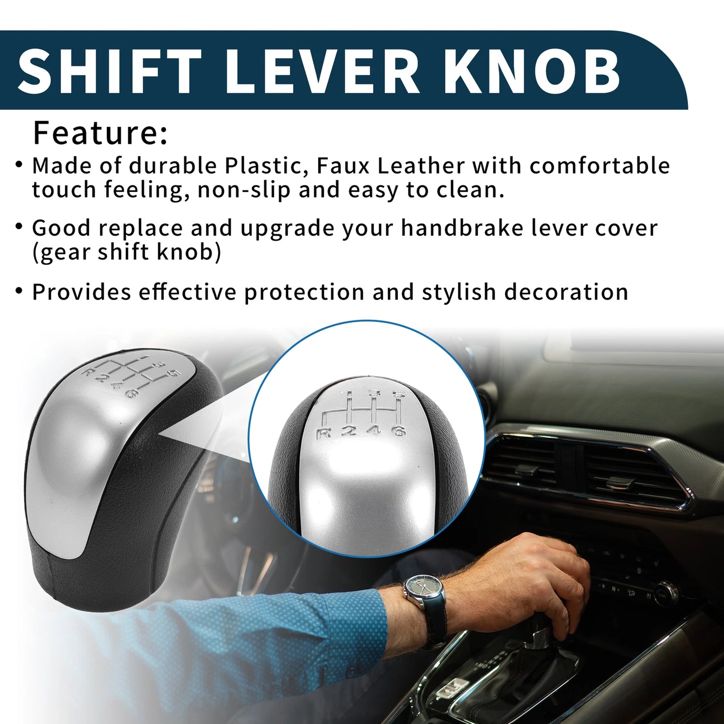 6 Speed Manual Gear Shift Knob for Mercedes-Benz Vito (2003–2020) Black Plastic