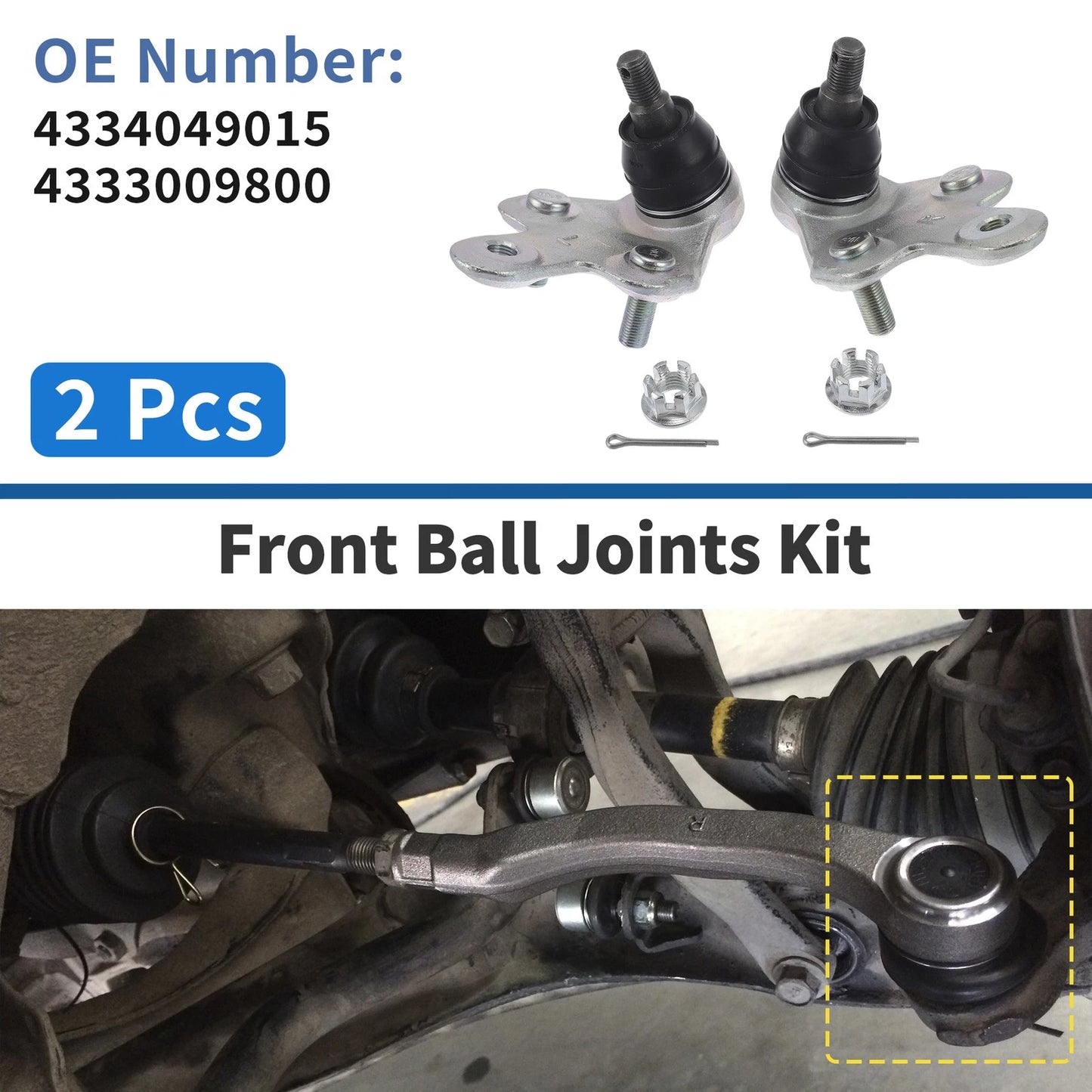 2X Front Lower Ball Joints for Toyota Sienna (2011–2020) No. 43340-49015/43330-09800