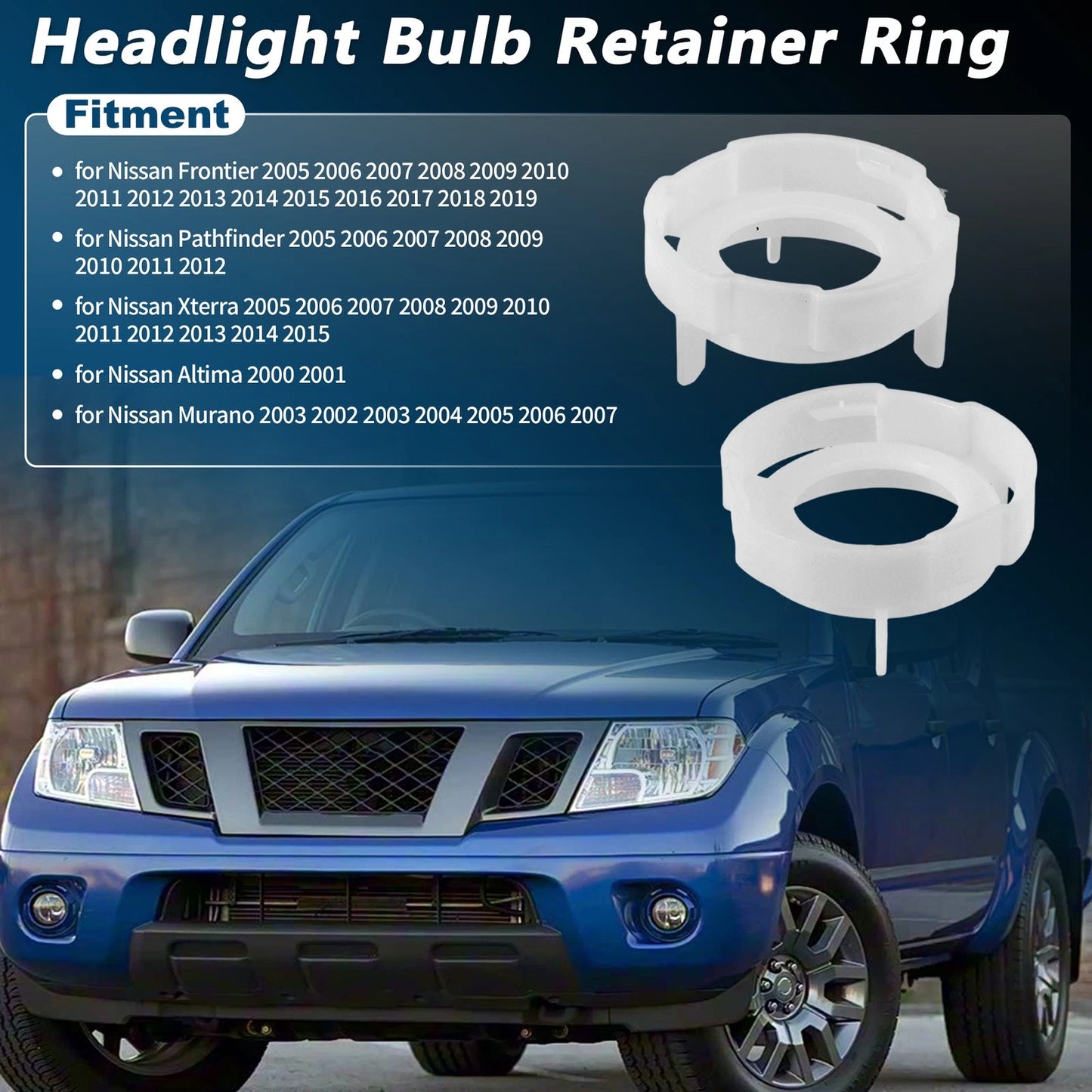 2pc Headlight Bulb Retainer Ring for Nissan Frontier Altima Murano (2000–2023) 260290Z800
