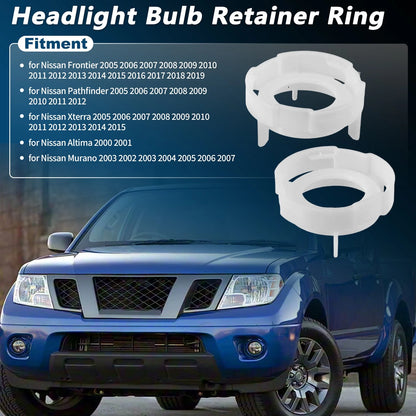 2pc Headlight Bulb Retainer Ring for Nissan Frontier Altima Murano (2000–2023) 260290Z800