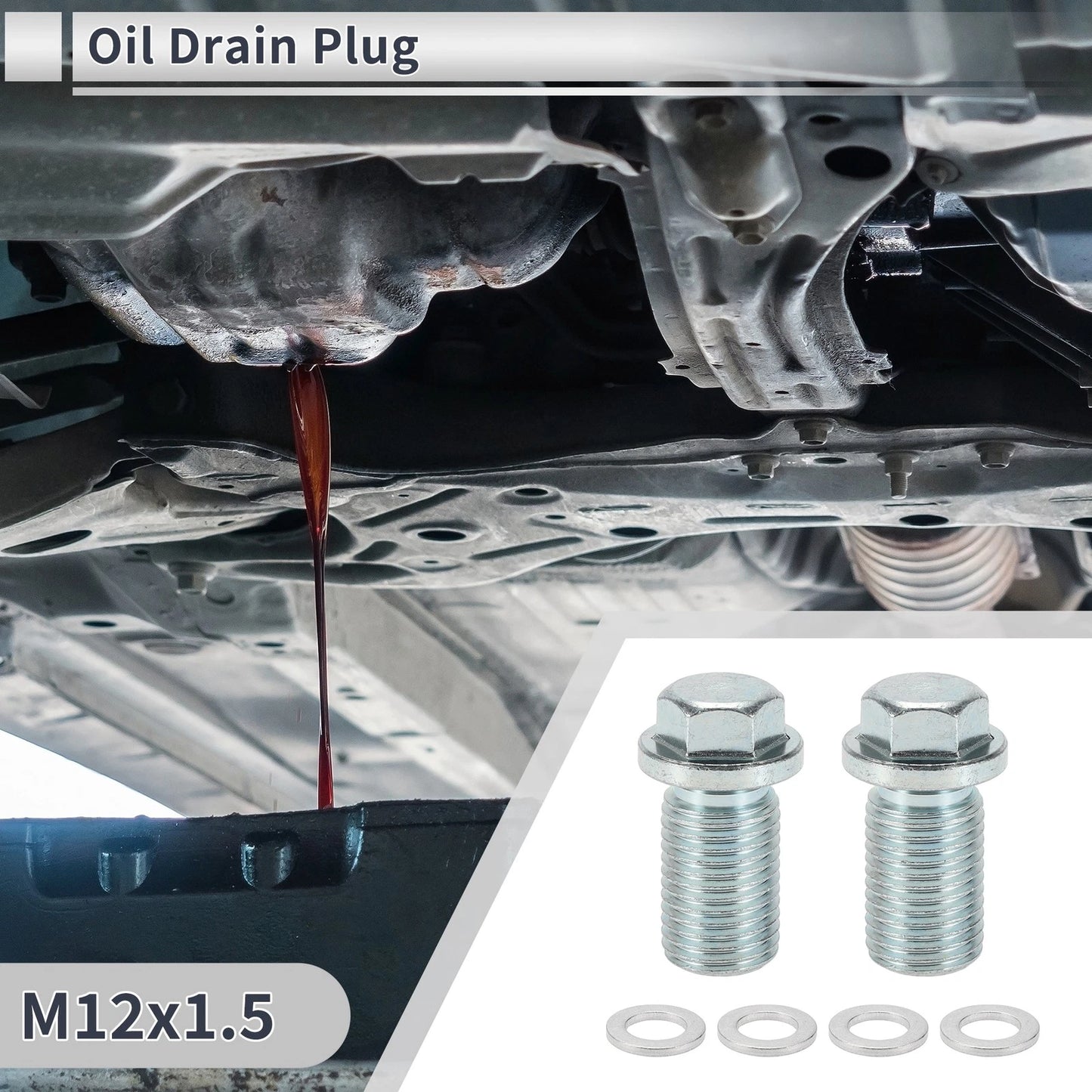 Set of 1 M12x1.5 Engine Oil Drain Plug with Gasket for Car Motorcycle