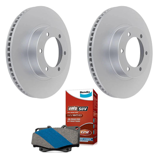 Front Bendix Brake Pads + 338mm Rotors for Toyota Fortuner (2015–2023)
