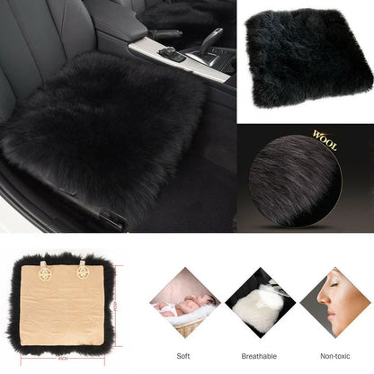 Genuine Sheepskin Black Car Seat Cover Cushion