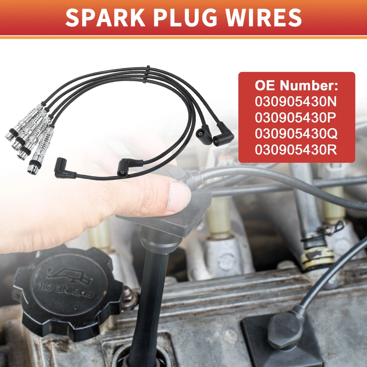 Set of 4 Spark Plug Wire Ignition Coil Cables No.030905430N for VW Lupo (1998–2005)