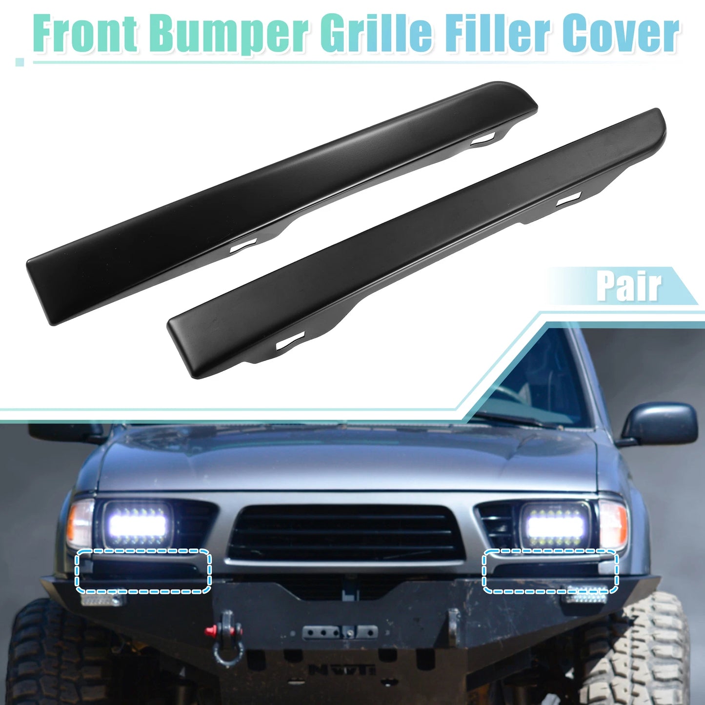 Pair Front Headlight Bumper Grille Filler for Toyota  52513-35020 52512-35020