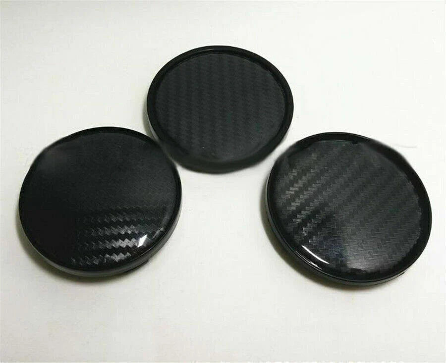 4 x Black Carbon Fiber Look Wheel Hub Center Caps Covers 60MM for Auto Car