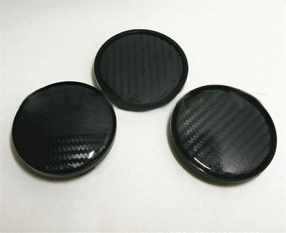 4 x Black Carbon Fiber Look Wheel Hub Center Caps Covers 60MM for Auto Car