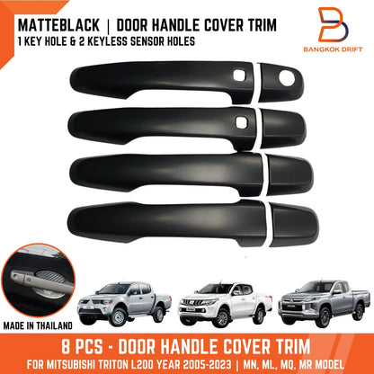 Matte Black Keyless Door Handle Cover Trim for Mitsubishi Triton L200 (2015-2023)