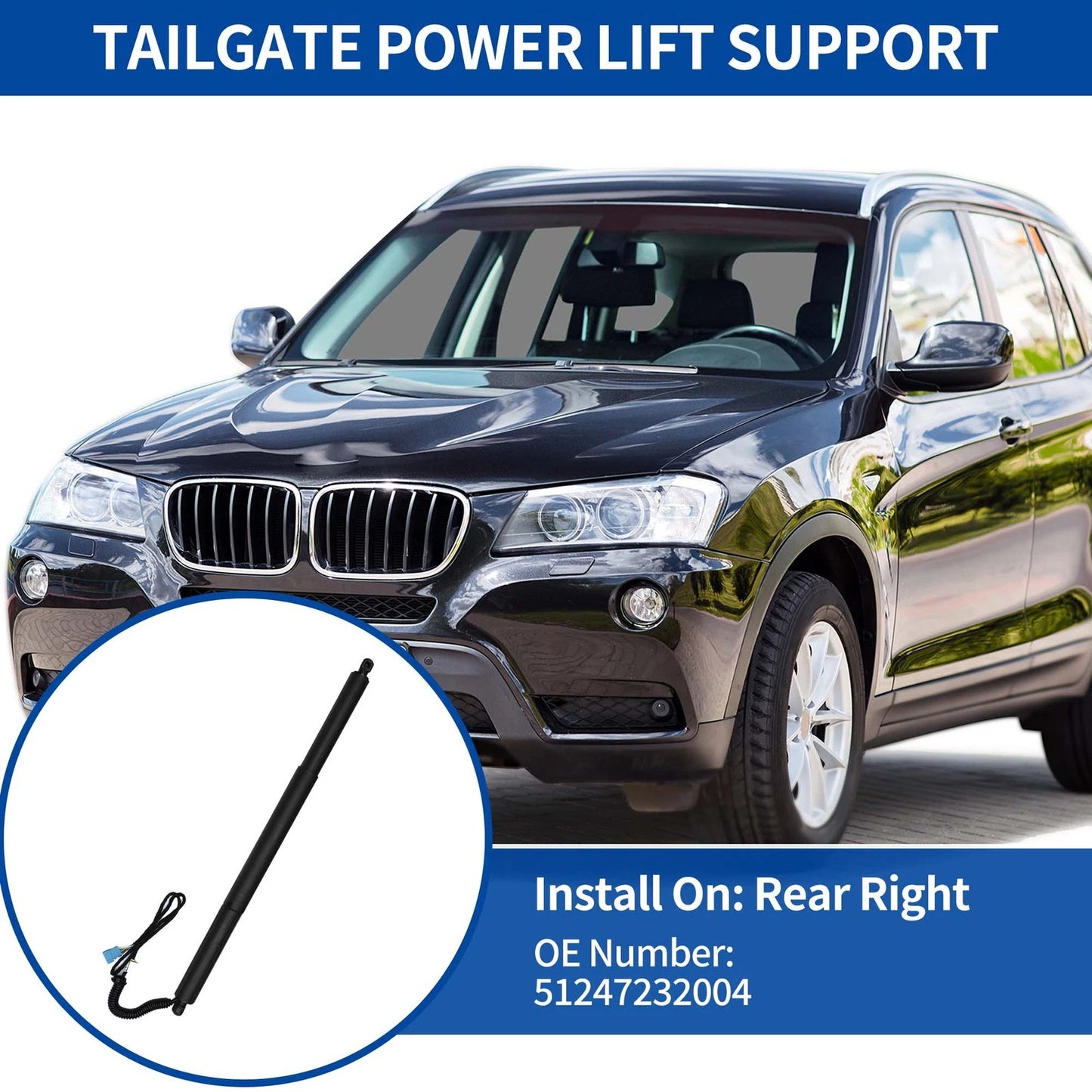 Rear RH Tailgate Power Lift Support for BMW X3 F25 (2011–2017) No. 51247232004