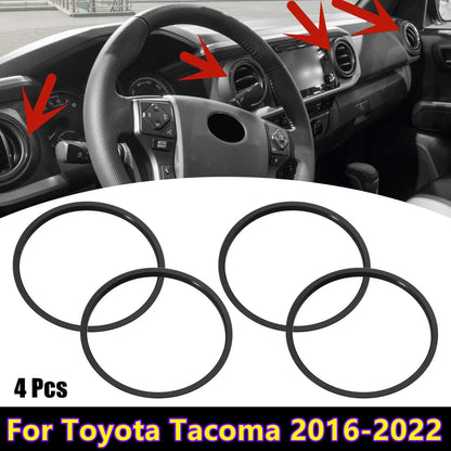 A/C Vent Ring / 4Pcs / Outer Black Trim Ring Covers for Toyota Tacoma (2016–2022)