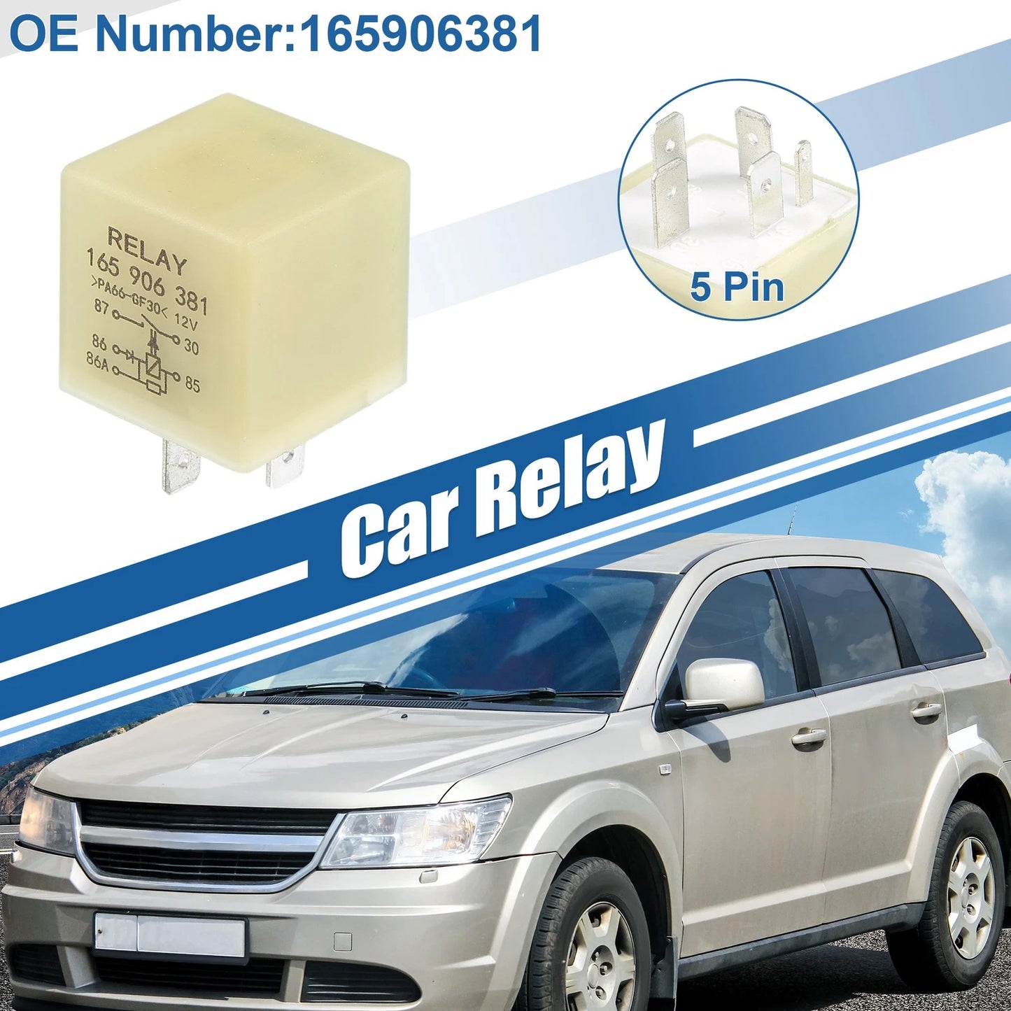 5 Pin Solenoid Relay No.165906381 for Audi A4 (1999–2001) DC 12V 40A