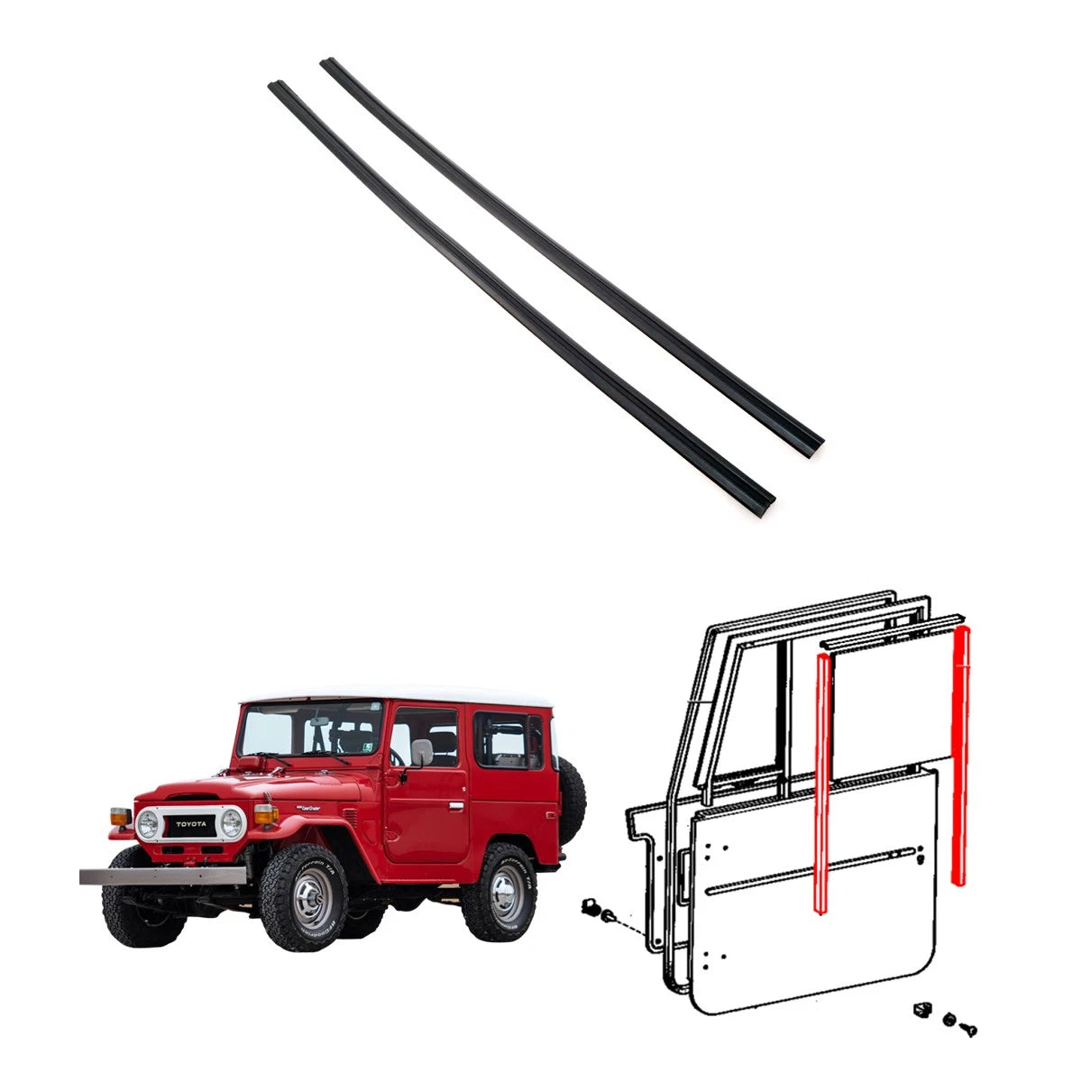 Front Door Glass Run for Toyota Land Cruiser Pickup BJ40 BJ43 FJ40 FJ45 (1969–1980)