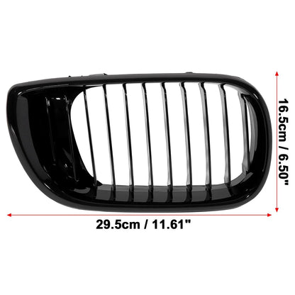 Pair Gloss Black Front Kidney Grille for BMW E46 3 Series (2002 - 2004)