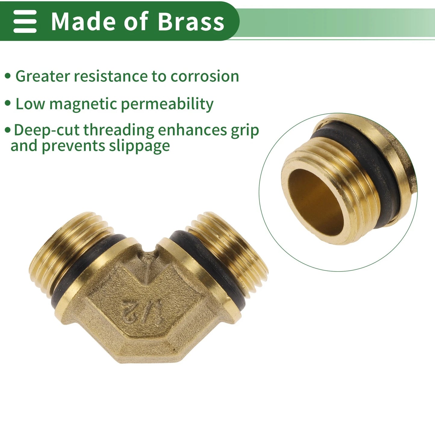 2X Brass Pipe Fittings 1/2" Male Double External Thread Elbow with Gasket