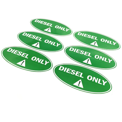 6x Diesel Only Round Sticker for Truck (Gasoline Tank Decal)