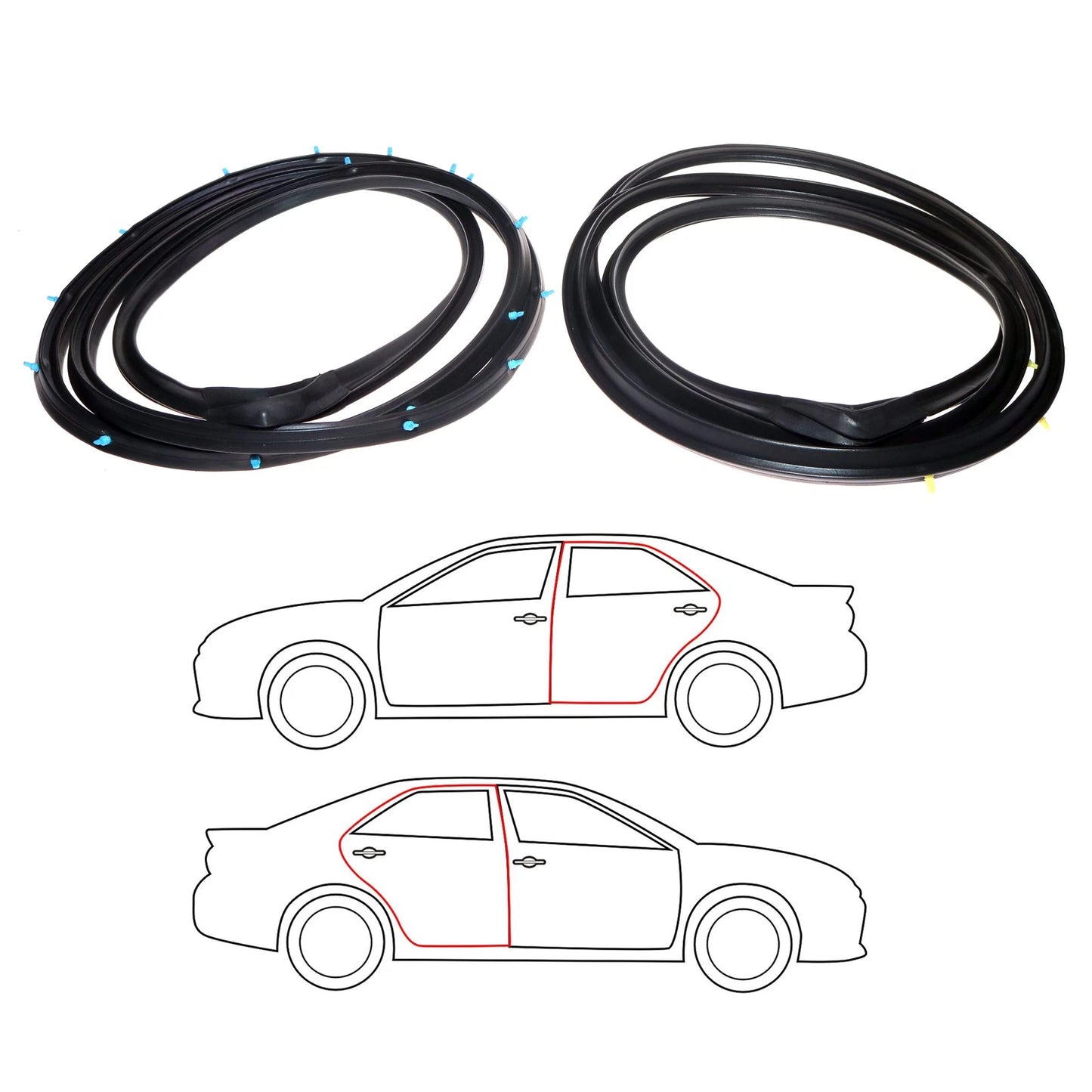 Set of 2 Rear Door Weatherstrips for Toyota Crown S50 RS50 MS50 MS55 (1967–1971)