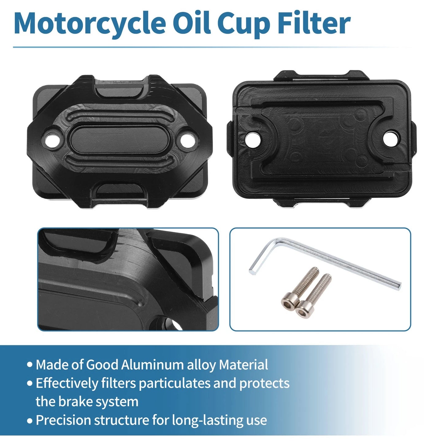 Set of 1 Oil Cup Filter for Motorcycle (Aluminum Alloy, Black)