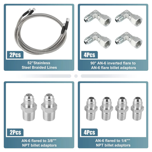 53" Transmission Cooler Hose Line Fitting Set for Chevy TH350 TH400 700R4